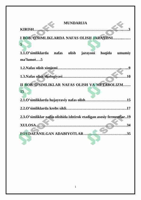 nafas olishda fermentlar ishtiroki