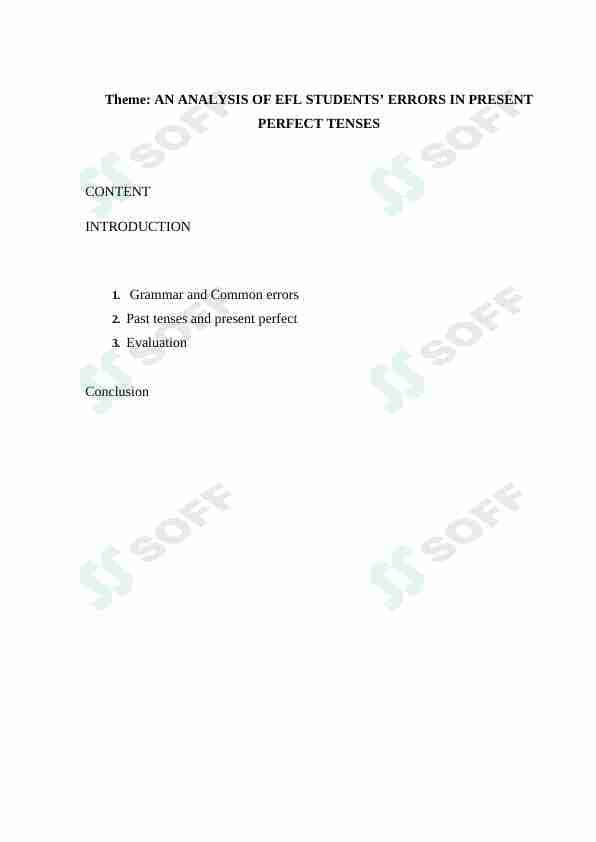 AN ANALYSIS OF EFL STUDENTS’ ERRORS IN PRESENT PERFECT TENSES