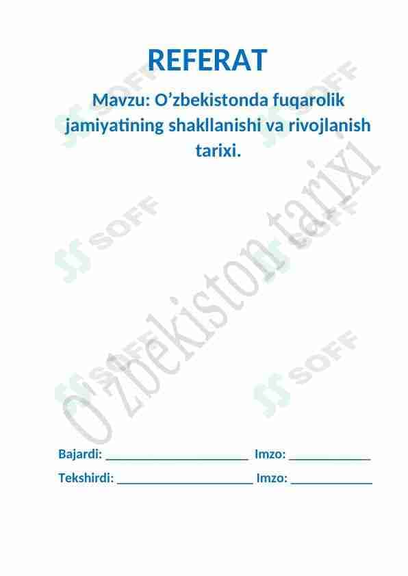 O'zbekistonda fuqarolik jamiyatining shakllanishi va rivojlanishi