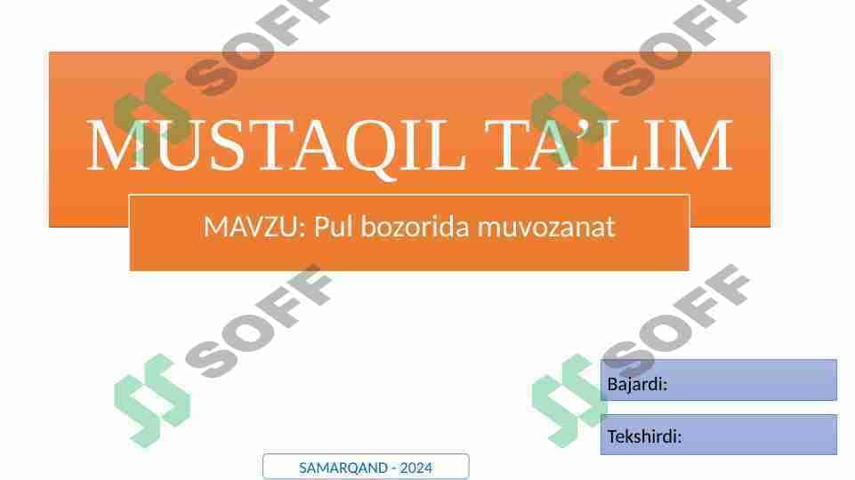 Pul bozorida muvozanat