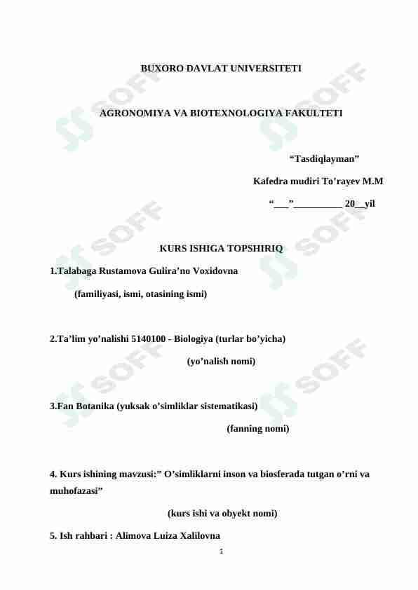Oʻsimliklarning insonlar va biosferada tutgan oʻrini
