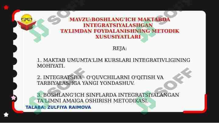 BOSHLANG'ICH MAKTABDA INTEGRATSIYALASHGAN