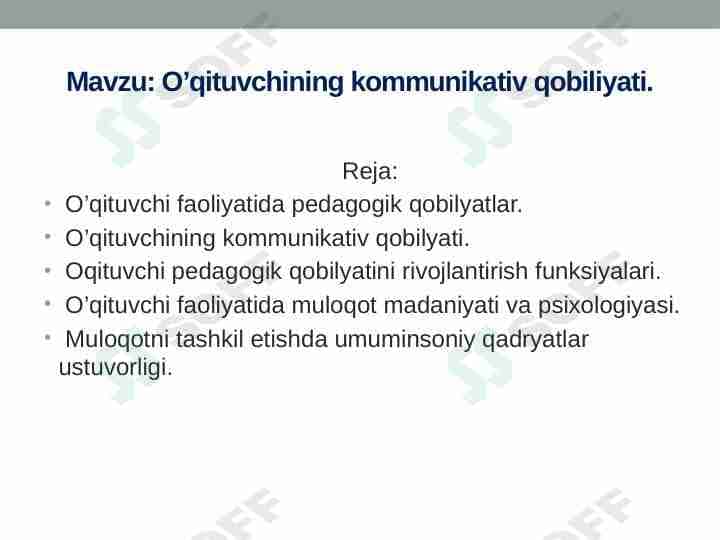 O’qituvchining kommunikativ qobiliyati