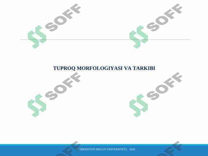 Tuproq morfologiyasi va tarkibi