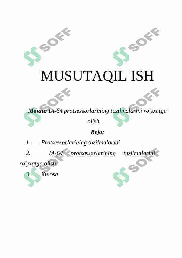 IA-64 protsessorlarining tuzilmalarini ro'yxatga olish.