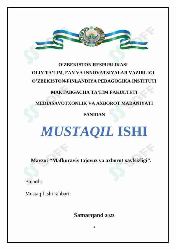 Mafkuraviy tajovuz va axborot xavfsizligi