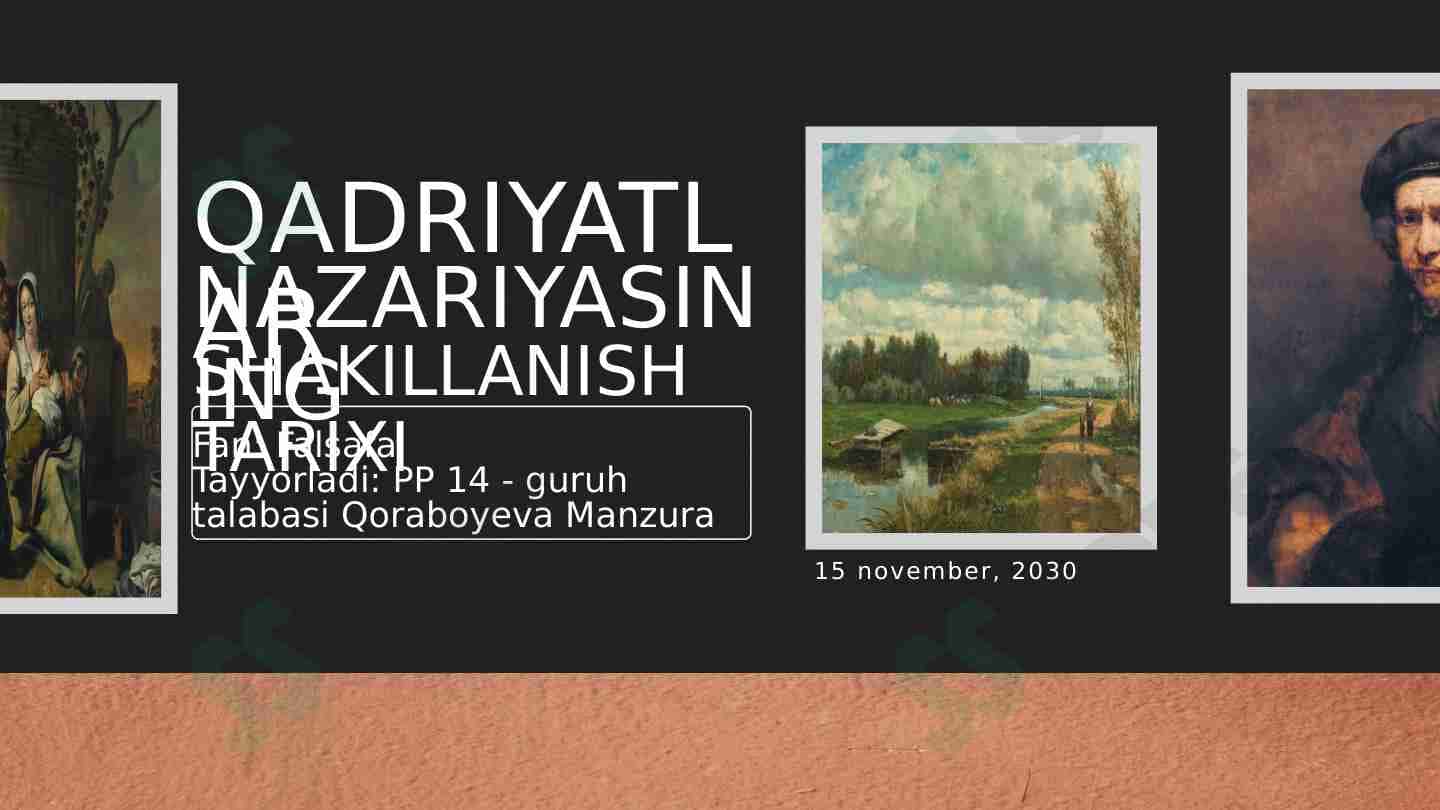 Qadriyat nazariyasining shakllanish tarixi