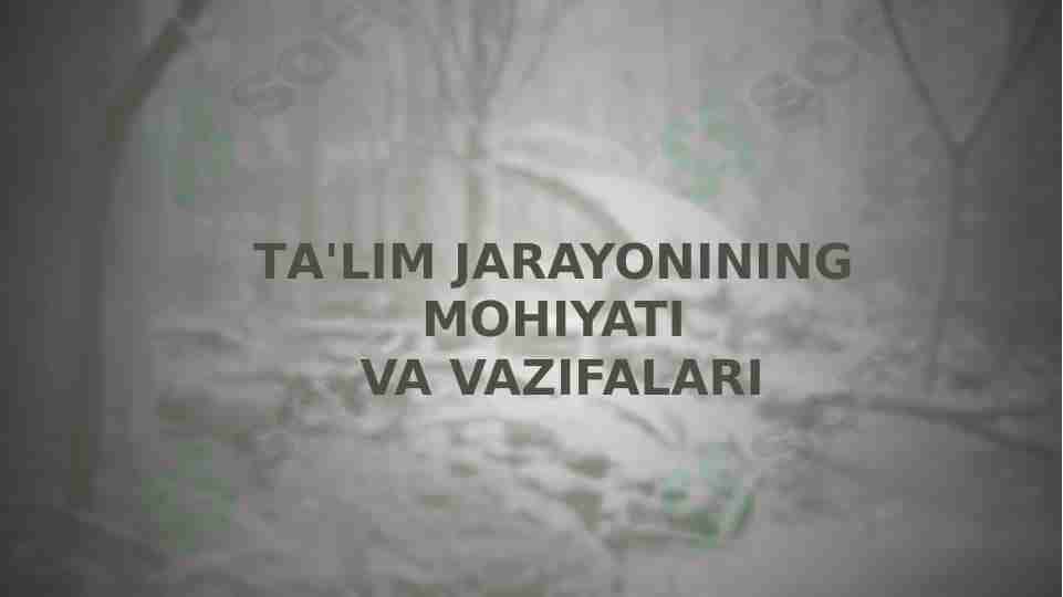 Ta'lim jarayonining mohiyati va vazifalari