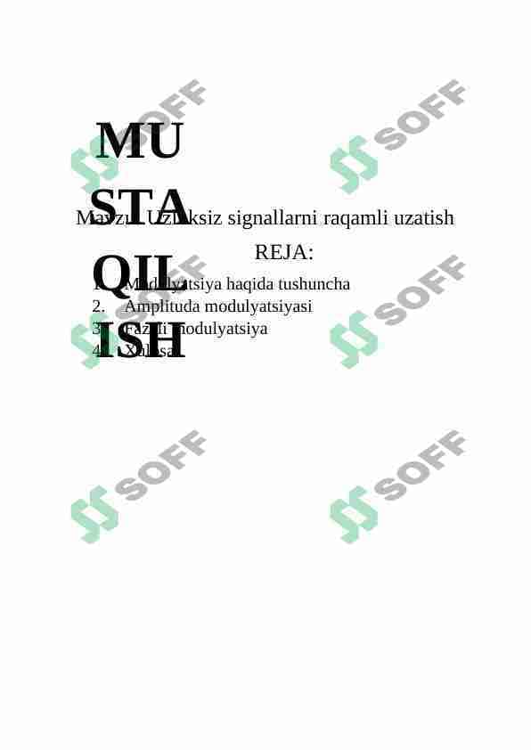 Uzluksiz signallarni raqamli uzatish