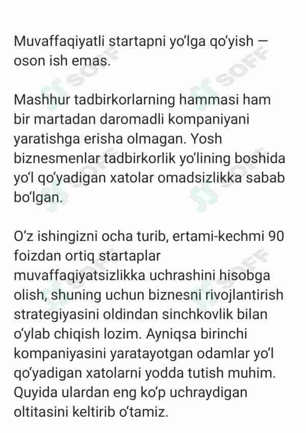 Yosh biznesmenlar uchun