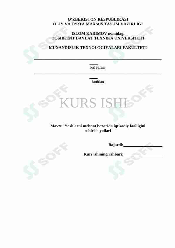 Yoshlarni mehnat bozorida iqtisodiy faolligini oshirish yollari