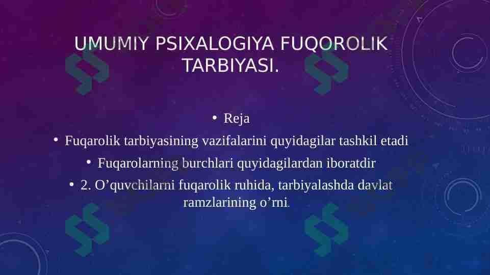Umumiy psixologiya Fuqarolik Tarbiyasi