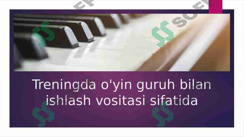 Treningda o'yin guruh bilan ishlash vositasi sifatida