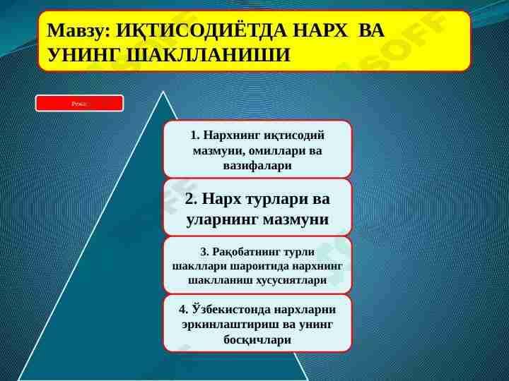 IQTISODIYoTDA NARX VA UNING ShAKLLANIShI