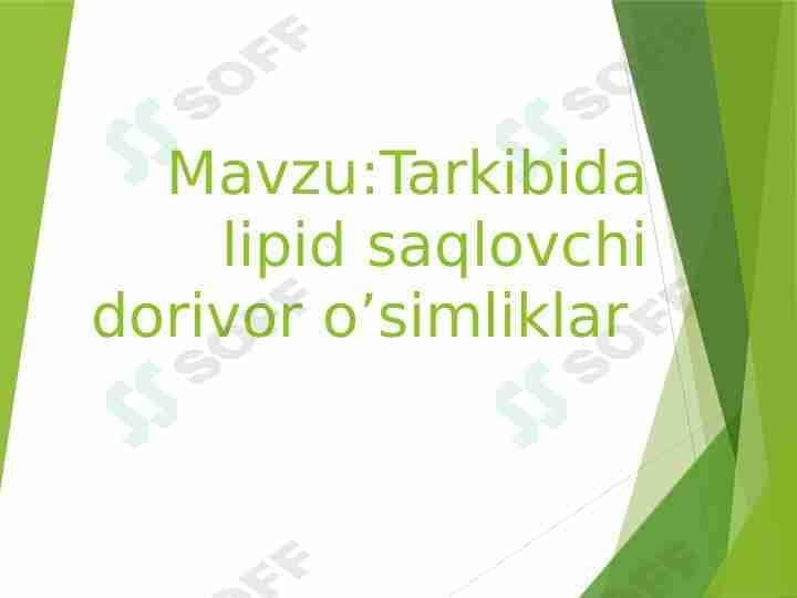 Tarkibida lipidlar saqlovchi dorivor oʻsimliklar