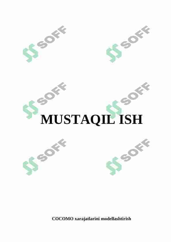 COCOMO xarajatlarini modellashtirish.