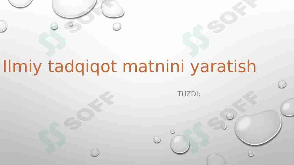 Ilmiy tadqiqot matnini yaratish