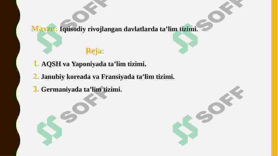 Iqtisodiy rivojlangan davlatlarda ta'lim tizimi