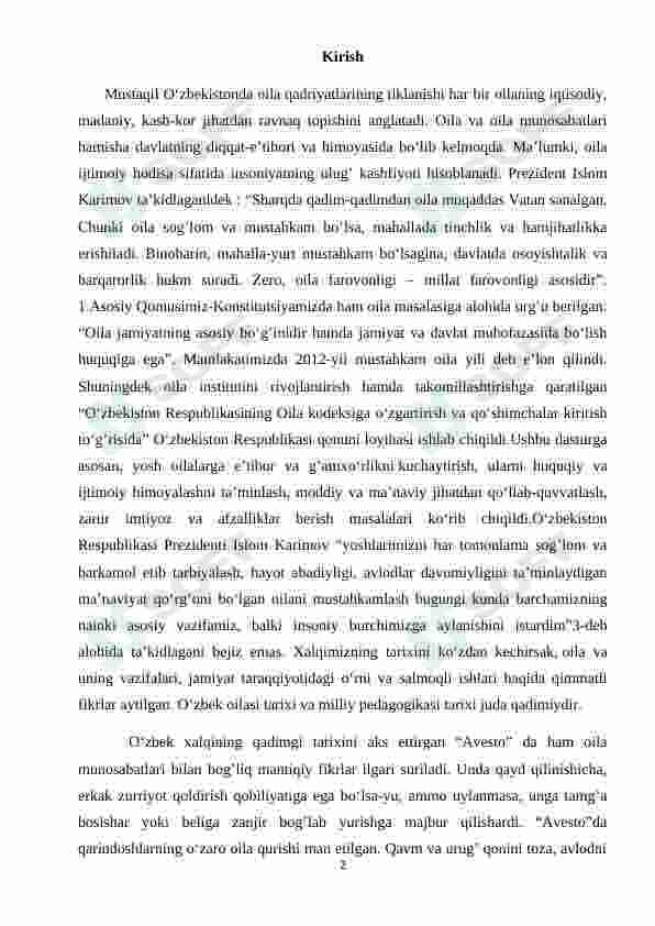 Sog’lom avlod mustahkam jamiyat asosi