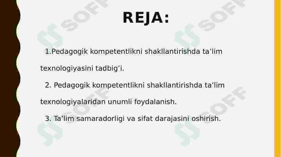 Kasbiy  kompetentlikni shakllantirishida ta'lim texnologiyasining  tadbiqi.