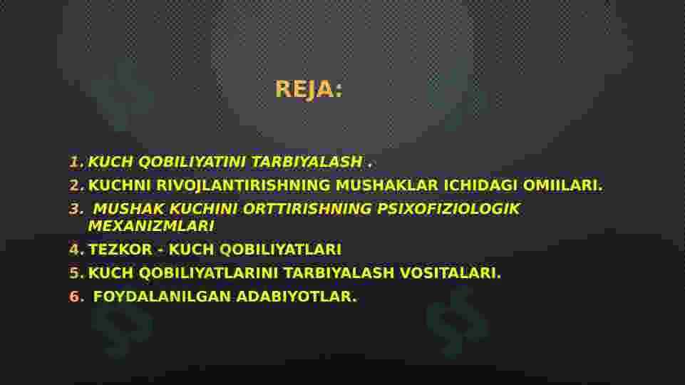 Kuch qobiliyatini tarbiyalash.