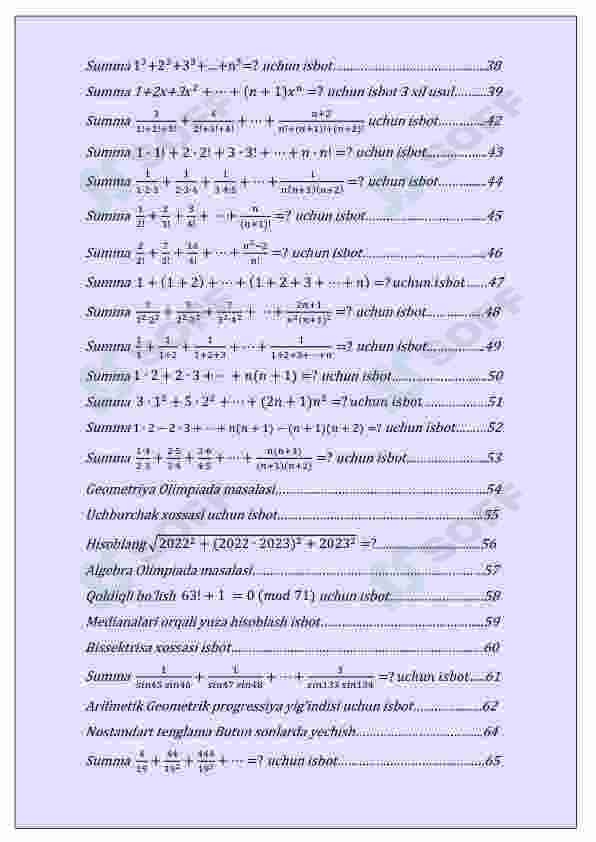 Matematika formulalar isboti 1-qism