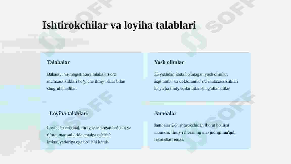 bo'lajak olim start up loyihasi