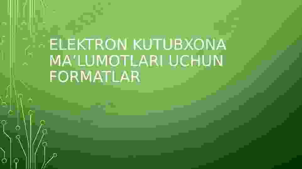 Elektron kutubxona ma’lumotlari uchun formatlar