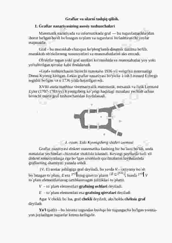 Graflar va ularni tadqiq qilish.