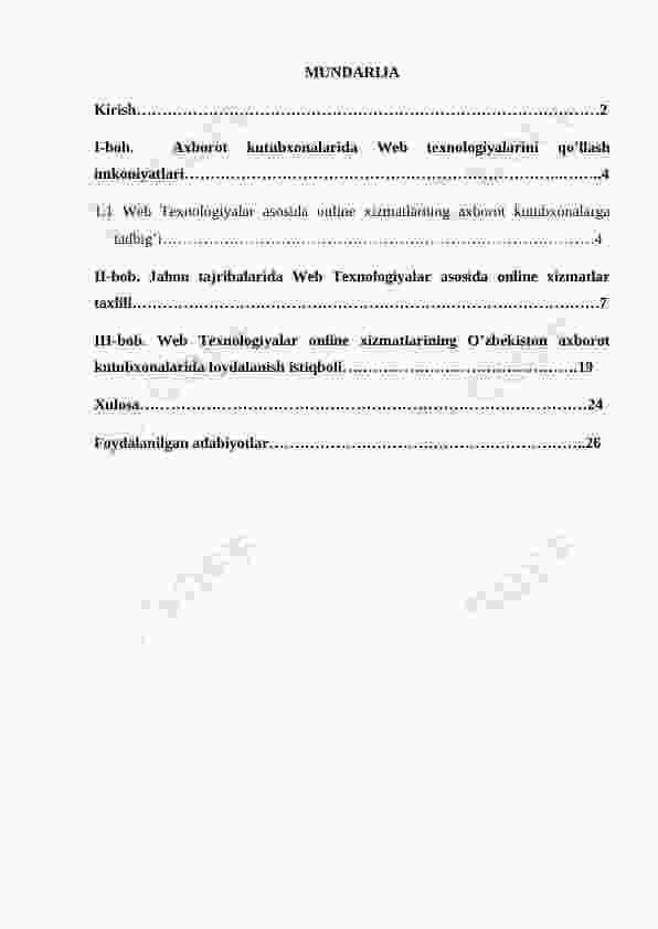 Axborot Kutubxonalarda Veb texnologiyalarni qo'llash usullari