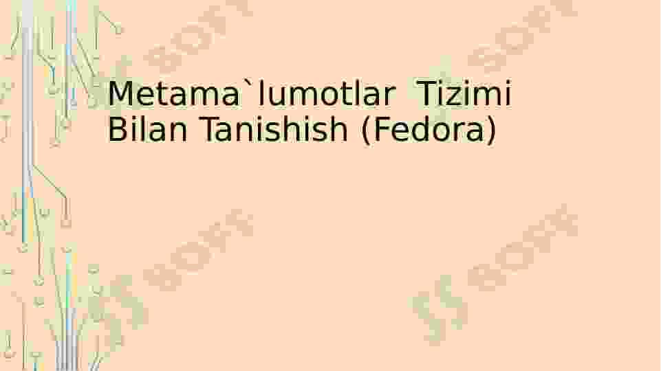Metama`lumotlar  Tizimi   Bilan Tanishish (Fedora)