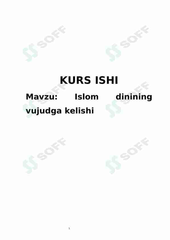 Islom dinining vujudga kelishi