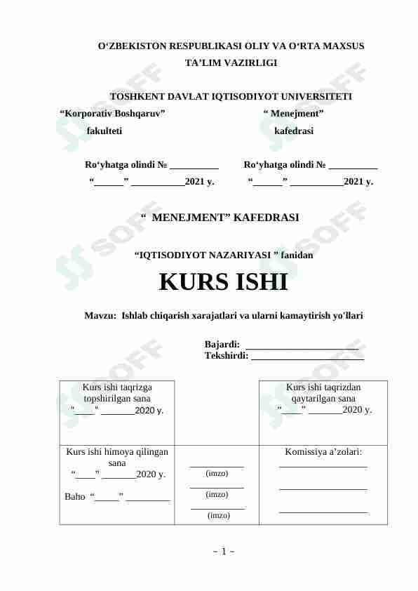 Ishlab chiqarish xarajatlari va ularni kamaytirish yo'llari