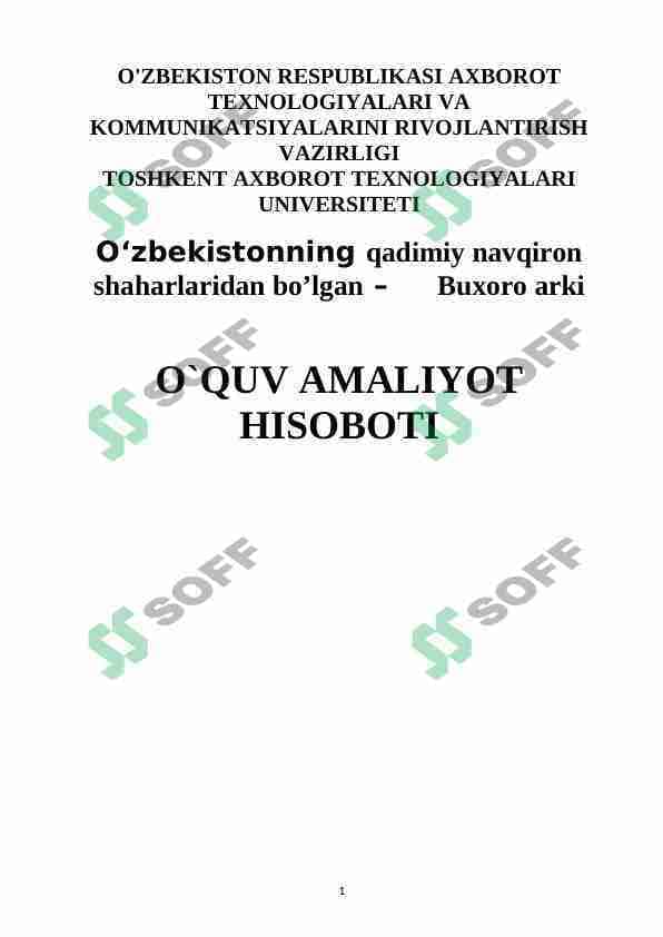 Buxoro arki haqida amaliy hisobot
