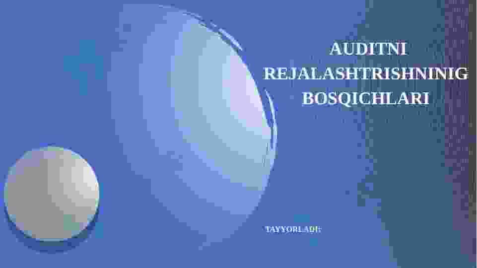 Auditni rejalashtrishninig bosqichlari