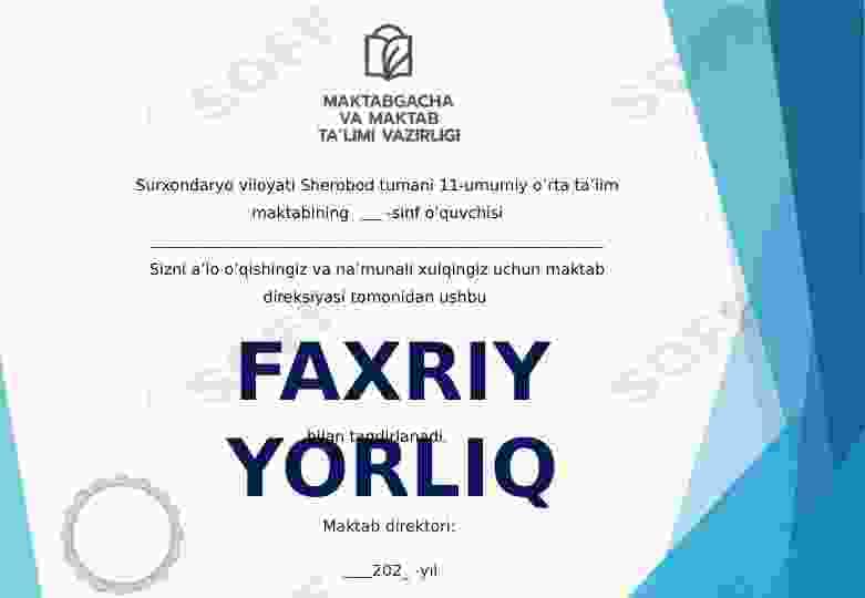 Faxriy yorliq