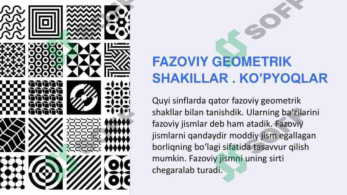FAZOVIY GEOMETRIK  SHAKILLAR . KO’PYOQLAR