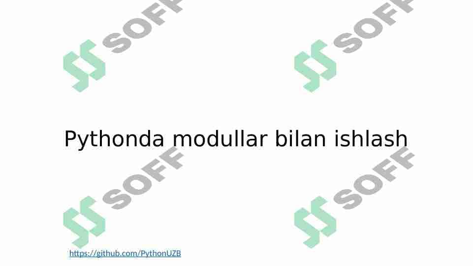 Pythonda modullar(package) bilan ishlash