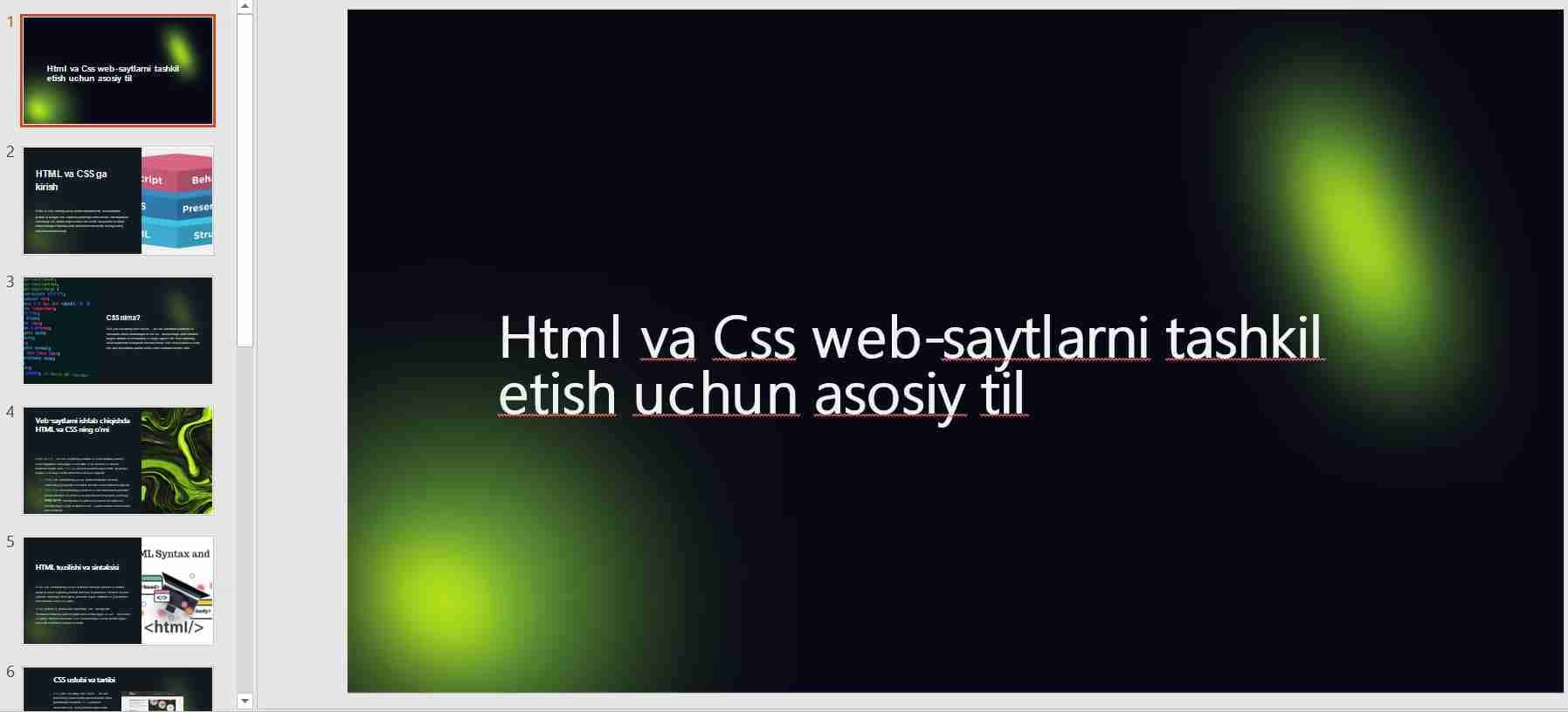 Html va Css web-saytlarni tashkil etish uchun asosiy til