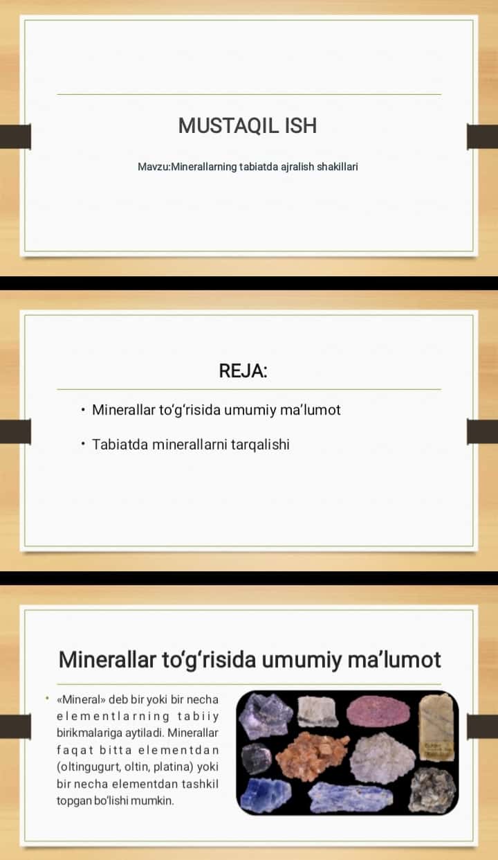 Minerallarning tabiatda ajralish shakillari