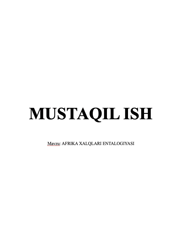Afrika Xalqlari Madaniy Meroslari