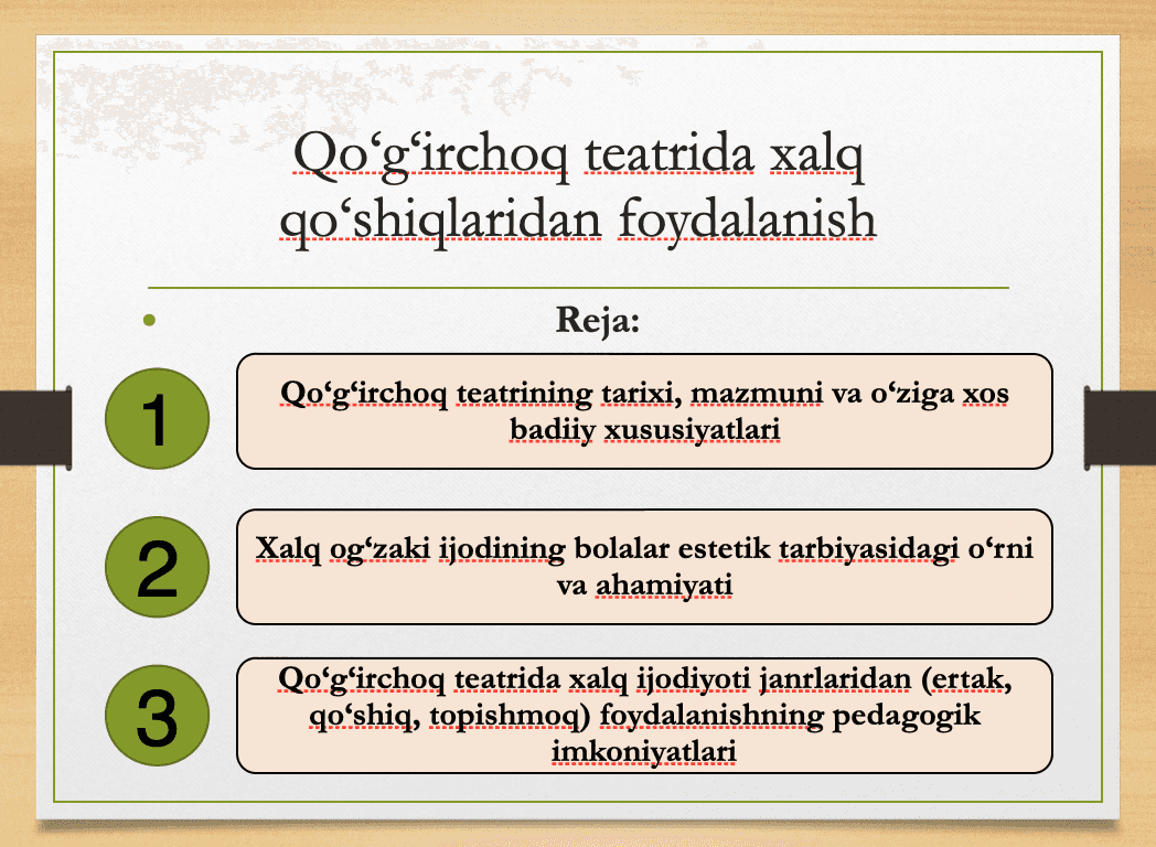 Qo‘g‘irchoq teatrida xalq qo‘shiqlaridan foydalanish
