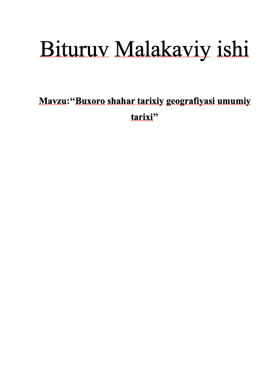 Buxoro shahar tarixiy geografiyasi umumiy tarixi