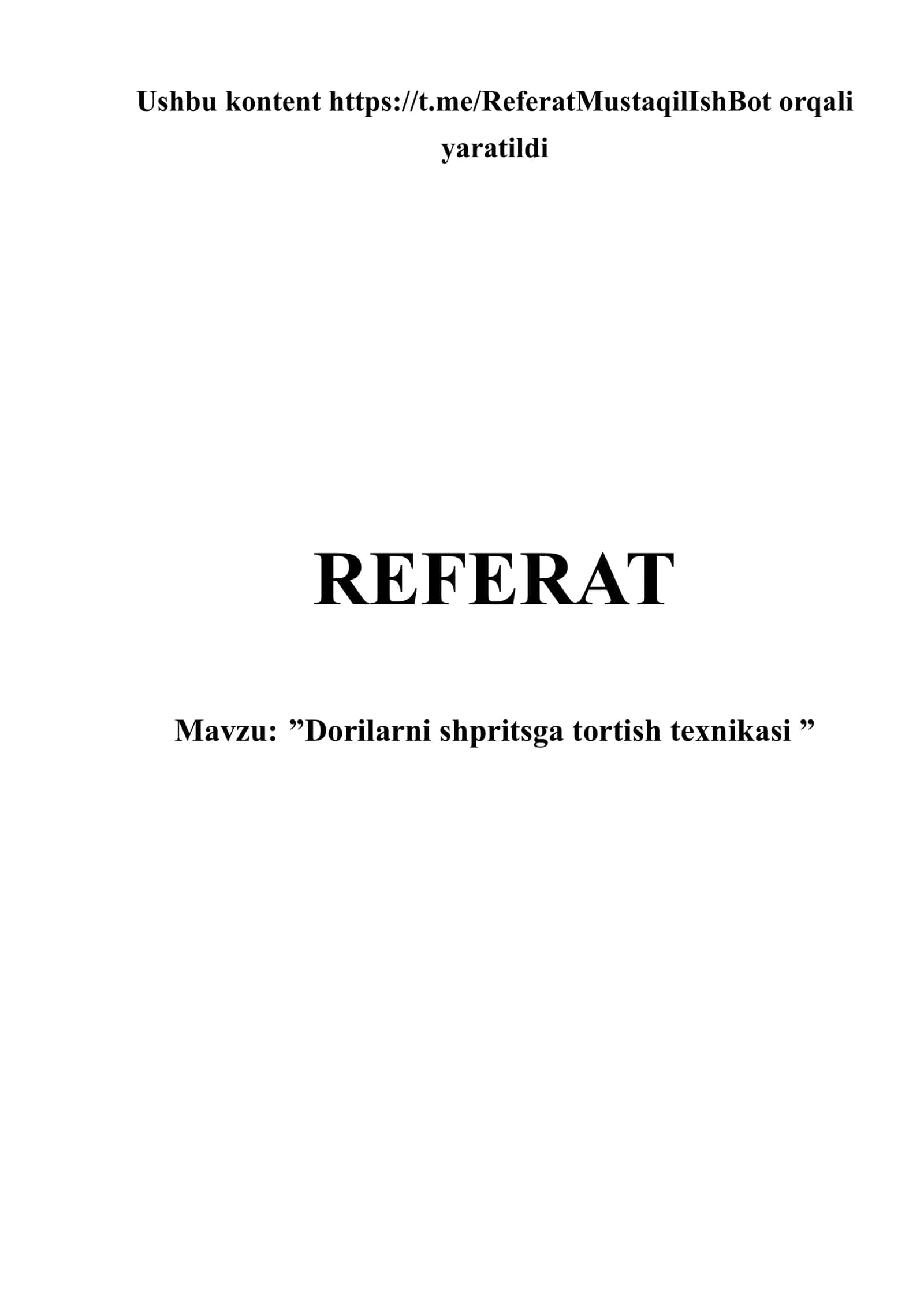 ”Dorilarni shpritsga tortish texnikasi ”