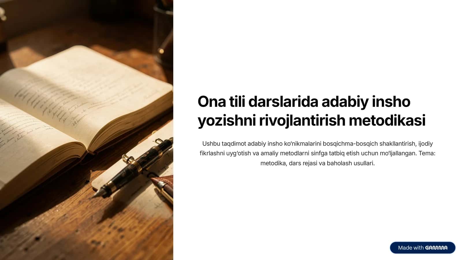 Ona tili darslarida adabiy insho yozishni rivojlantirish metodikasi