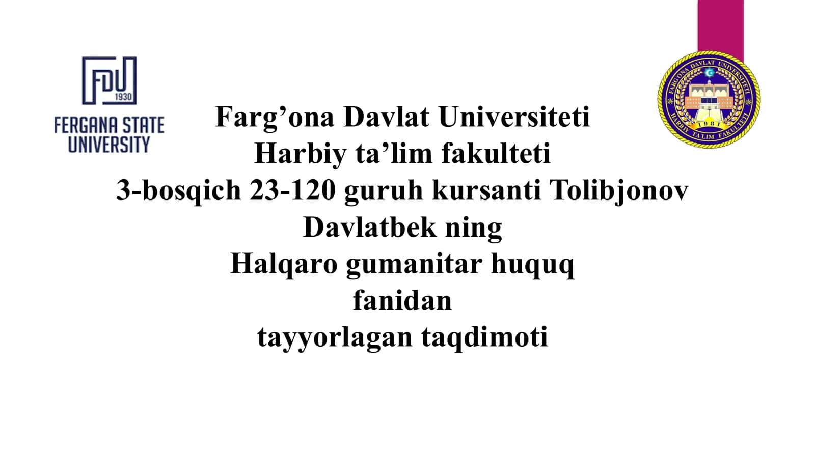 Qurolli to'qnashuvlar huquqiga daxldor bo'lgan shaxslar va ob'ektlarning asosiy toifalari