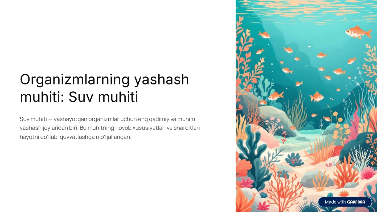 Organizmlarning yashash muhiti: Suv muhiti