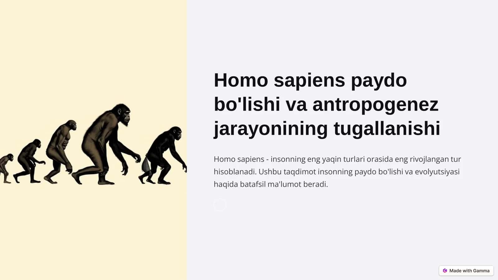 Homo sapiens'ning aydo bo'lishi va tarixiy rivojlanishi