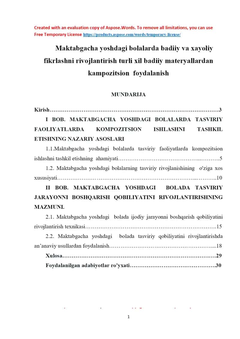 Maktabgacha yoshdagi bolalarda badiiy va xayoliy fikrlashni rivojlantirishda turli xil badiiy materiallardan kompozitsion foydalanish