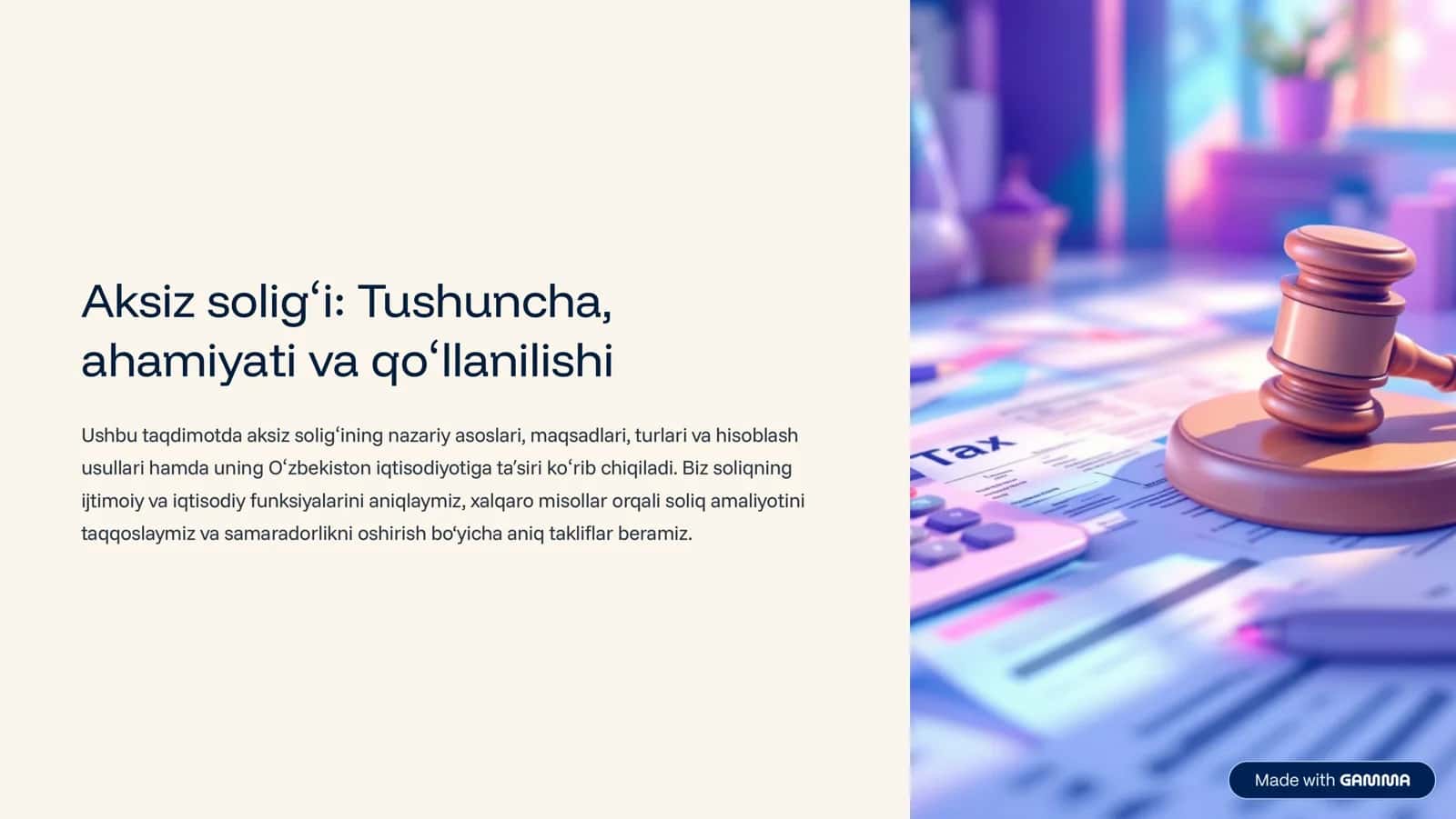 Aksiz solig’i: Tushuncha, ahamiyati va qo’llanilishi